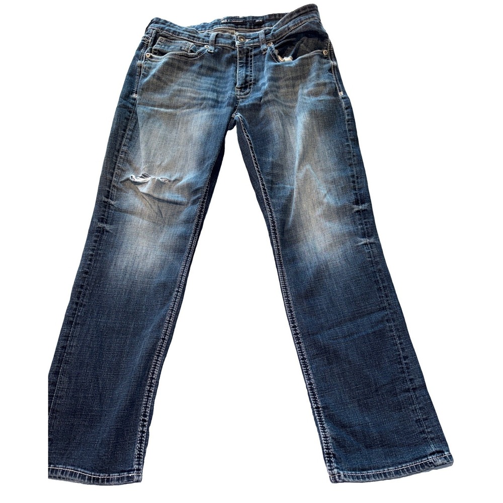 BKE Jake Straight 33x30 Distressed Jeans